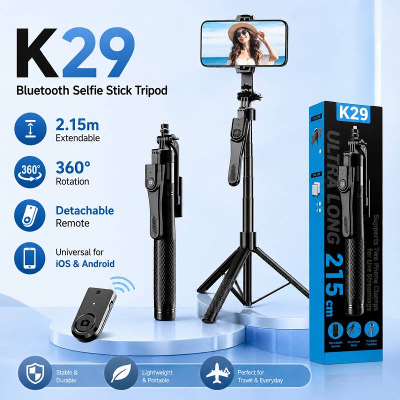 Photography Basics - 2M Bluetooth自撮り棒三脚、リモコン付き、iPhone Android用ユニバーサル拡張可能電話スタンド、ライブストリーミングVlog旅行用