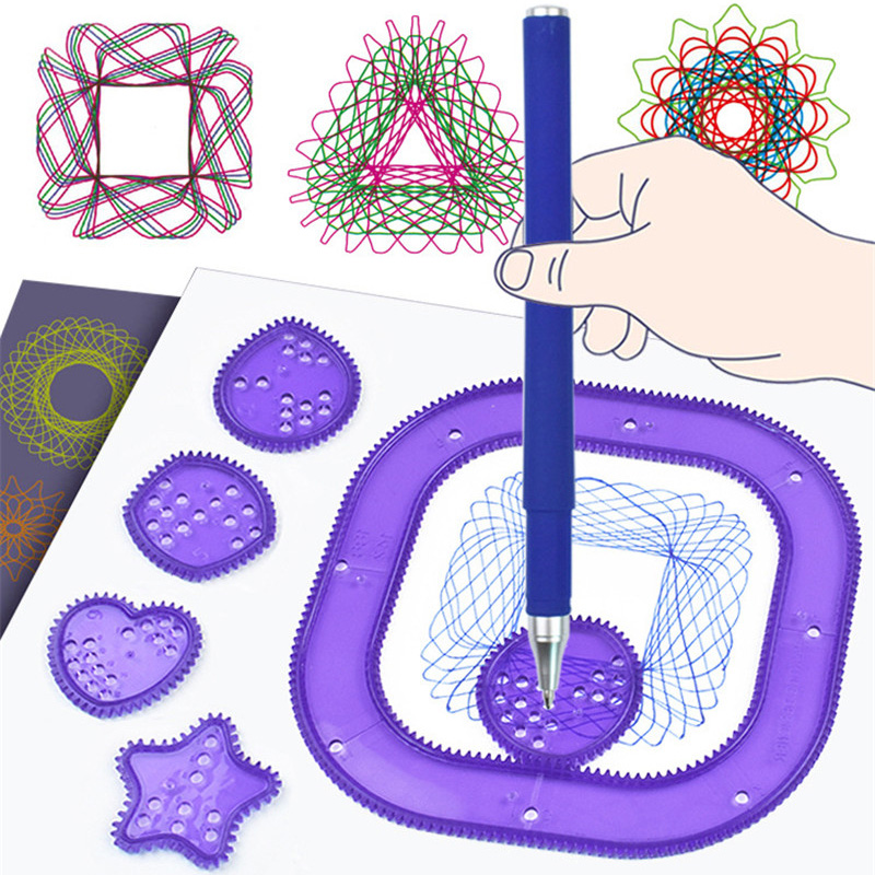 Photography Geometry - 多機能幾何学定規描画ペイントスパイログラフツールキット子供用教育用カラーリングスパイラルギア製図おもちゃ