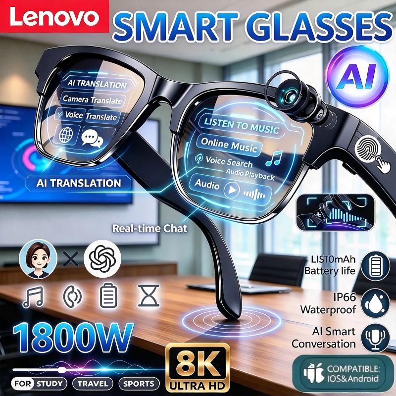 Photography Japanese - Lenovo 8K HD AIスマートグラス：AI翻訳機能、ハンズフリー通話、AIチャット記録、音楽再生機能を搭載。男性向けスマートサングラス、2027年新モデル。