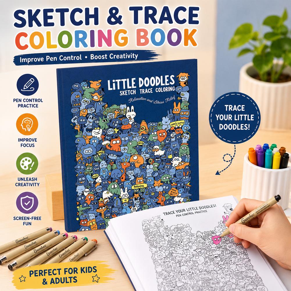 Photography Book - スケッチトレース・カラーリングブック。小さな落書き、ペンのコントロール練習、線の引き方練習、スケッチブック。ストレス解消に。子供から大人まで楽しめるギフト。