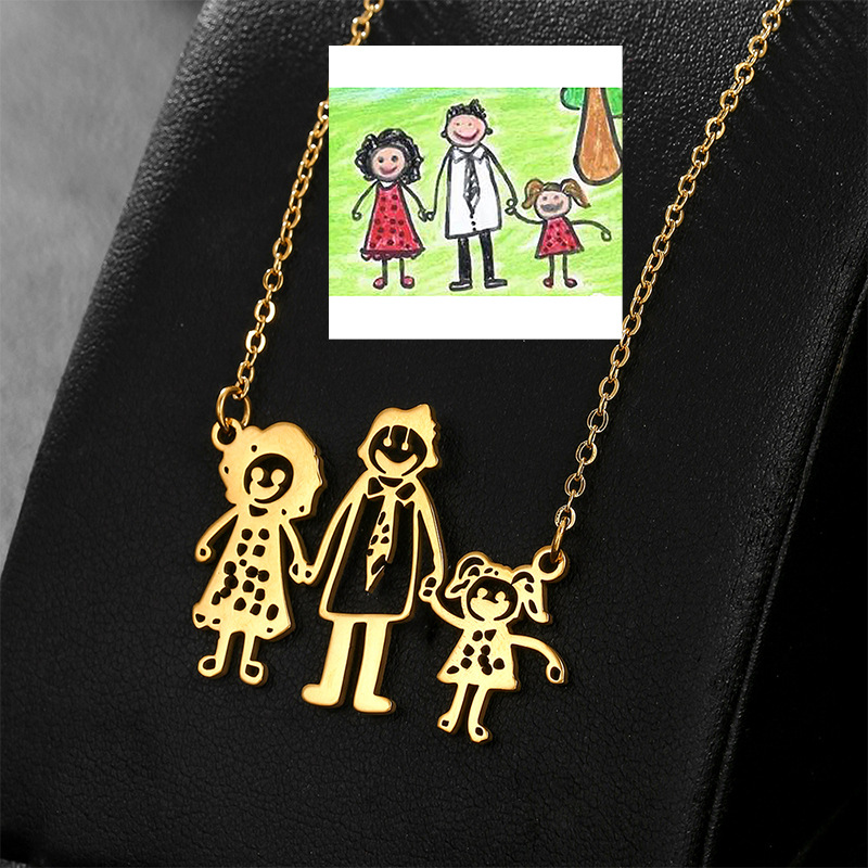 DIY カスタムロゴ子供の絵のペンダントネックレスパーソナラ - Photographic Memory のレビューと価格