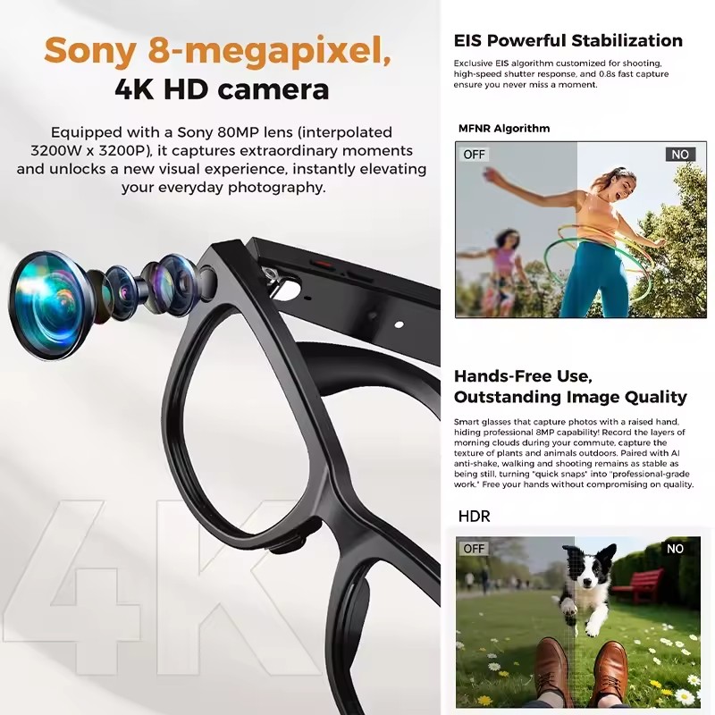 新型800W 4K HDカメラ搭載スマートグラス メンズ 3 - Photography Japanese のレビューと価格